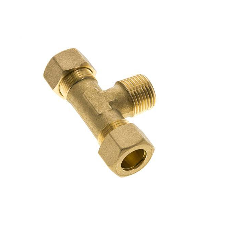 Forged Brass Polished Compression Olive Tee Male NPT Thread 1