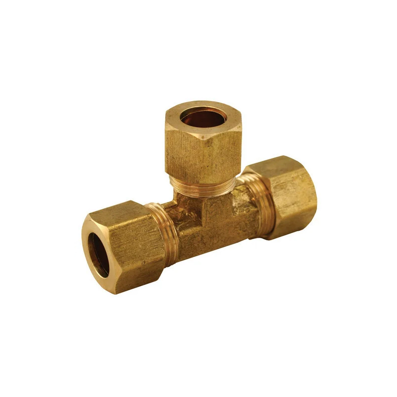 Forged Brass Polished Compression Olive Tee Male NPT Thread 1