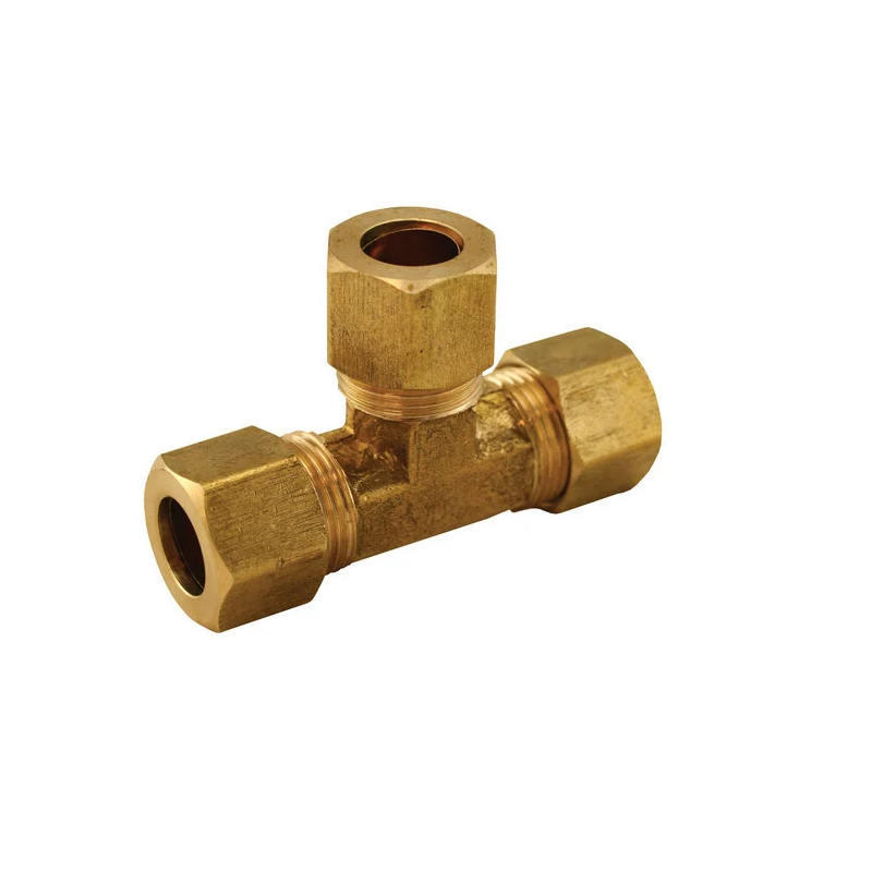 Forged Brass Polished Compression Olive Tee Male NPT Thread 1
