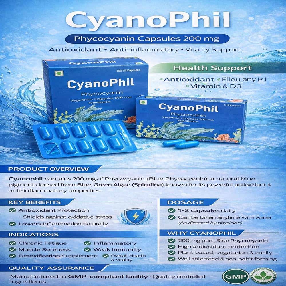 Phycocyanin Capsule 200 Mg - Best Before: 18 Months