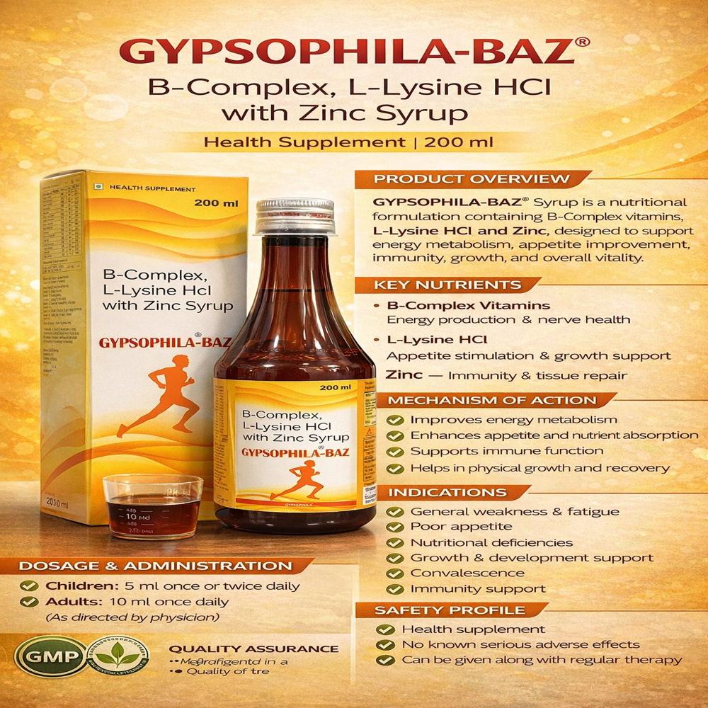 B-Compex ,L-Lysine Hcl With Zinc Syrup - Best Before: 18 Months