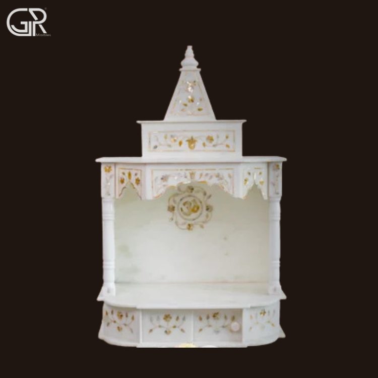 Inlay beautiful marble mandir, (Ht-3ft)