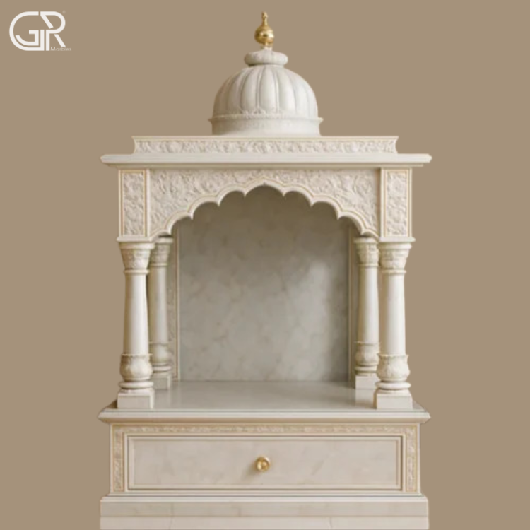 Jali painted white marble temple, (Ht-4.5ft)
