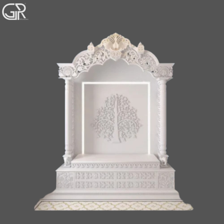 Pure White Makrana Marble Temple, (Ht-6.5ft)