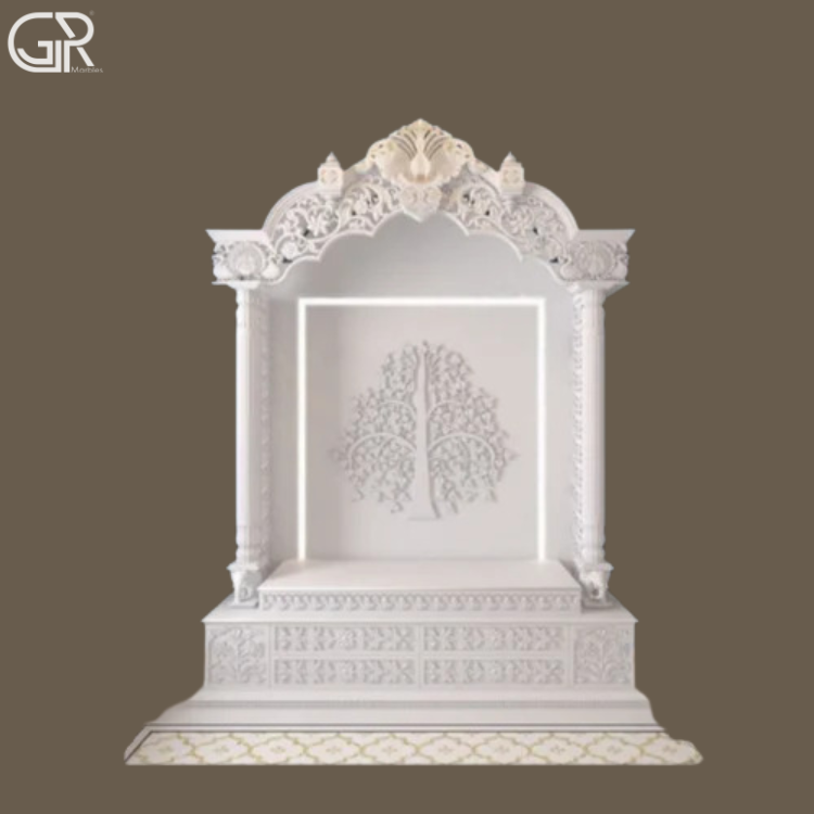 Pure White Makrana Marble Temple, (Ht-6.5ft)