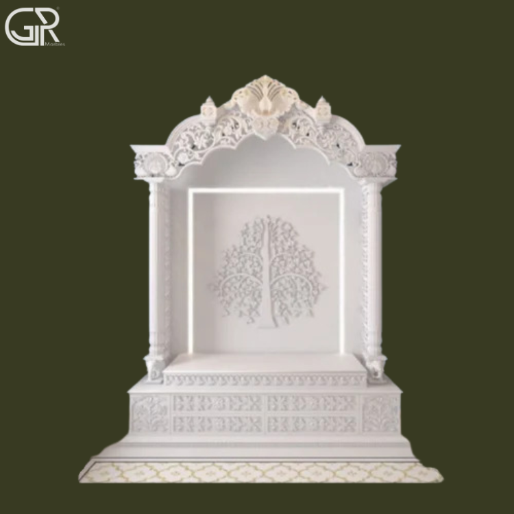 Pure White Makrana Marble Temple, (Ht-6.5ft)