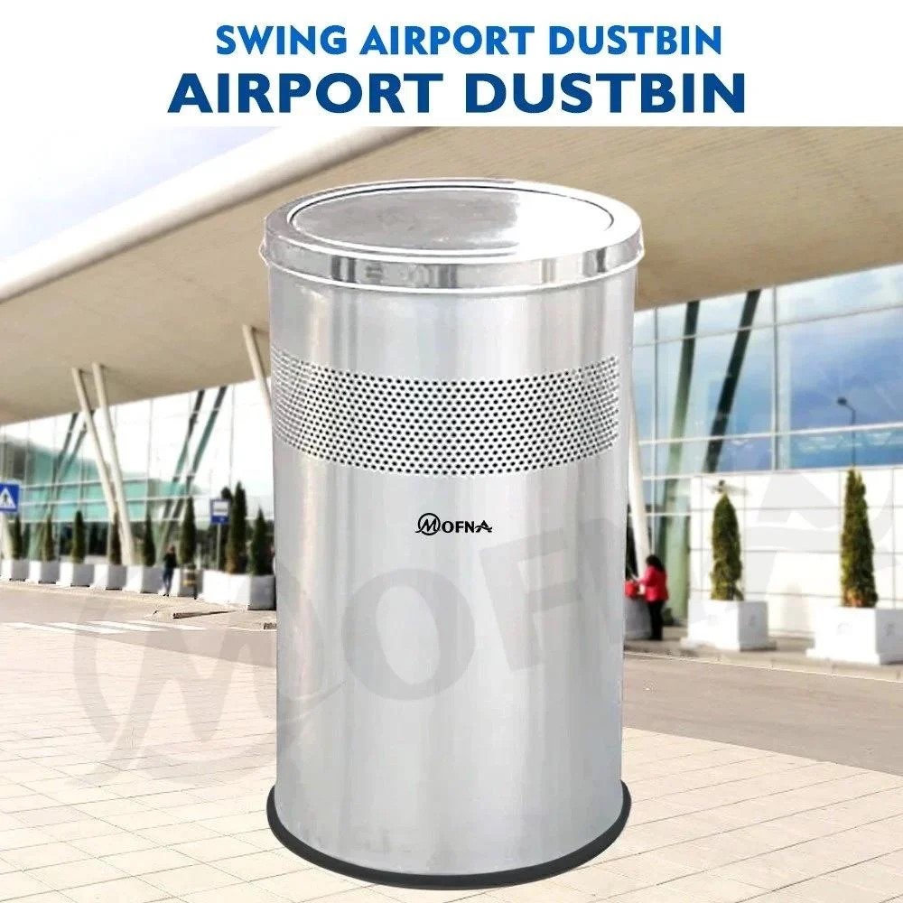 Mofna Stainless Steel Airport Dustbin, 50 Liter