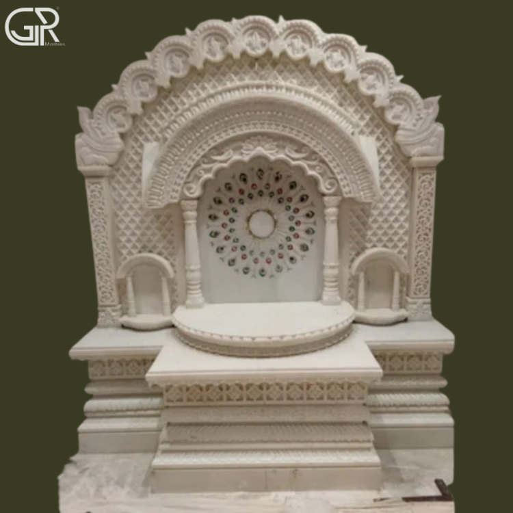 Lovely Carved Marble Mandir, (Ht-6ft)
