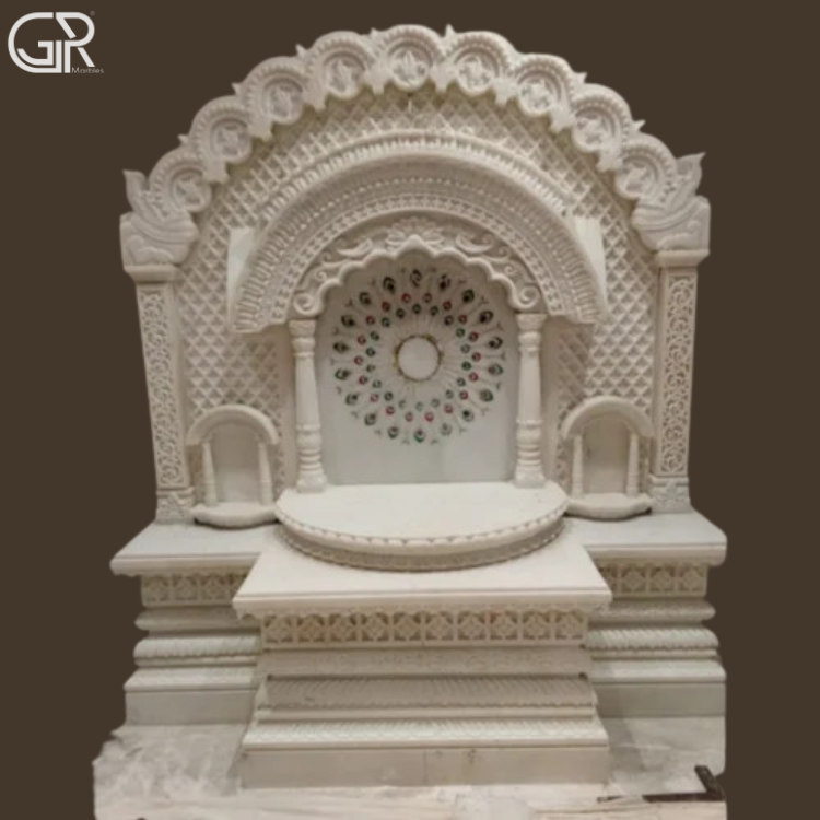 Lovely Carved Marble Mandir, (Ht-6ft)