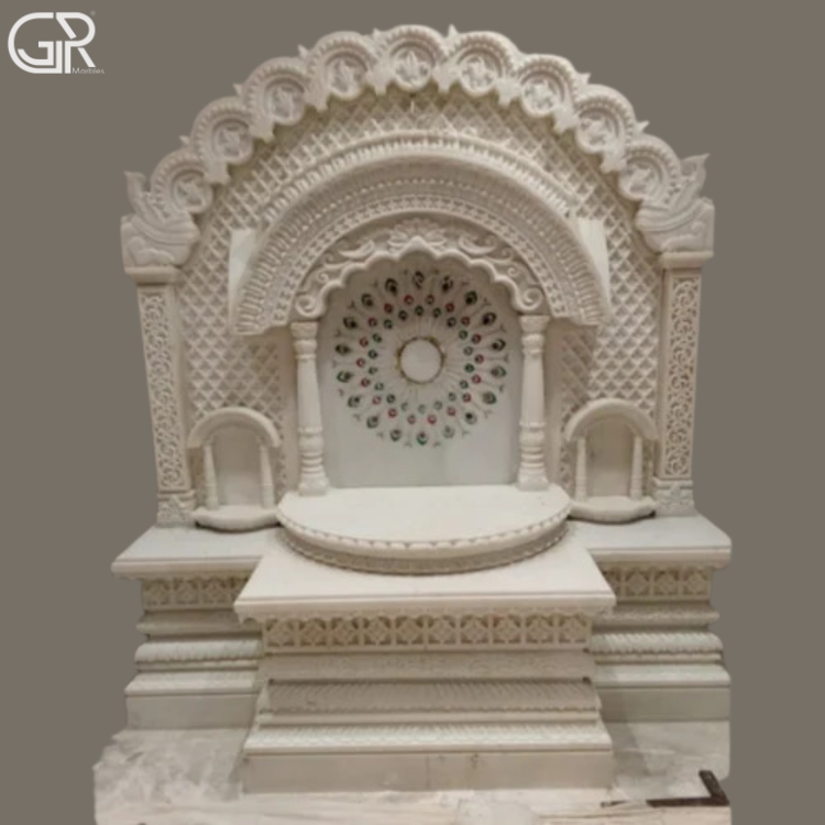 Lovely Carved Marble Mandir, (Ht-6ft)