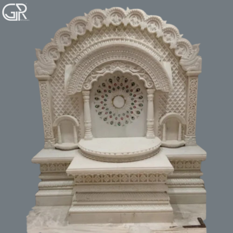 Lovely Carved Marble Mandir, (Ht-6ft)