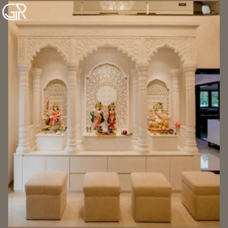 Pure White Marble Temple, (Ht-8ft)