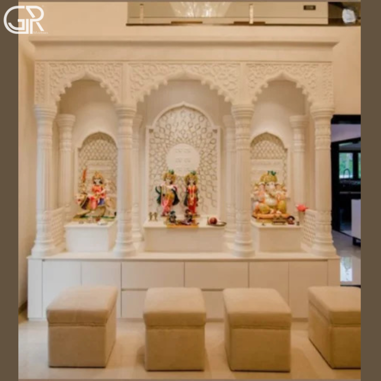 Pure White Marble Temple, (Ht-8ft)