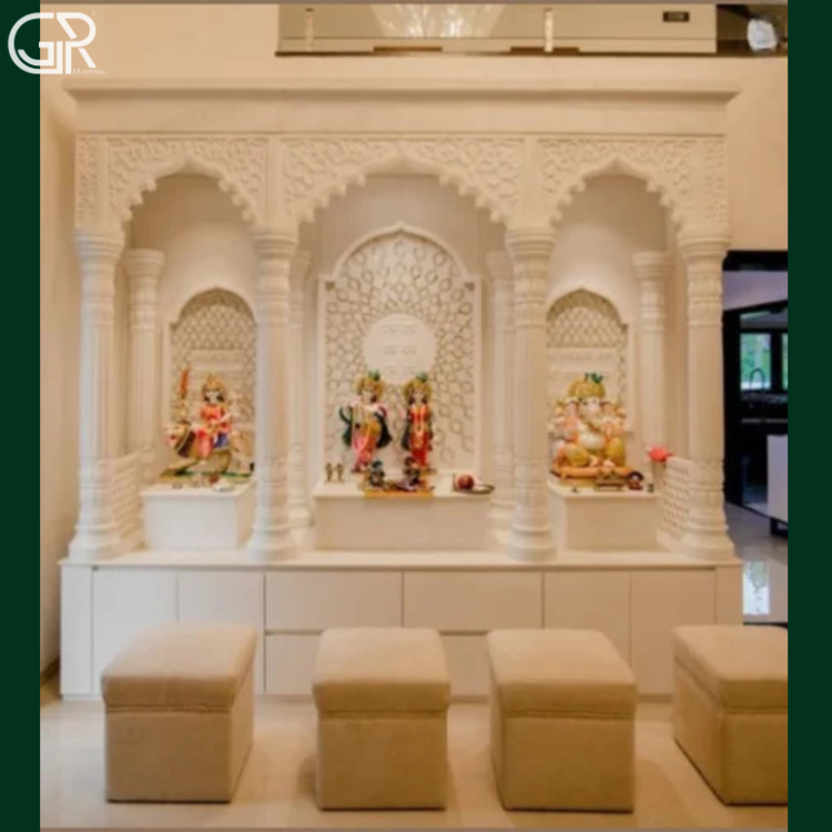Pure White Marble Temple, (Ht-8ft)
