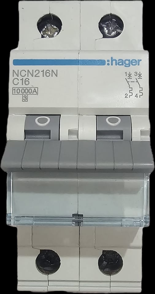 HAGER - MCB 16A 2Pole 10kA 'C' Curve