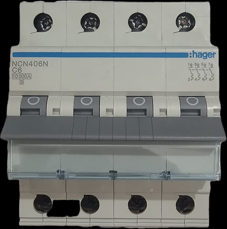 HAGER - MCB 6A 4Pole 10kA 'C' Curve