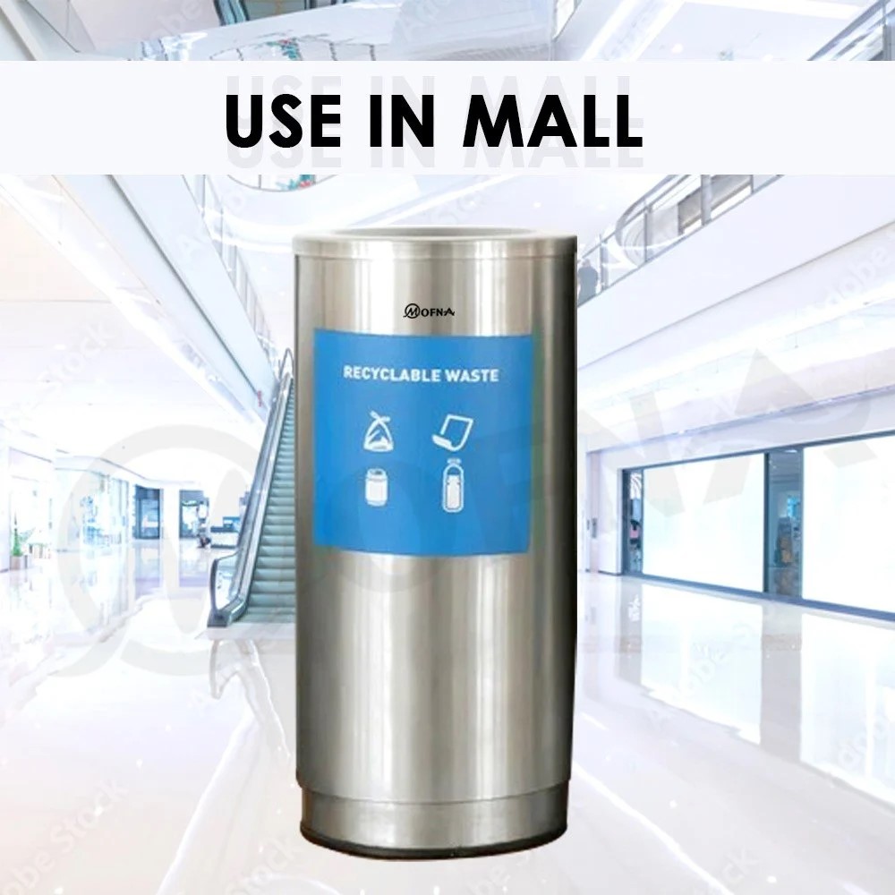 Mofna Stainless Steel Airport Dustbin 60 Liter