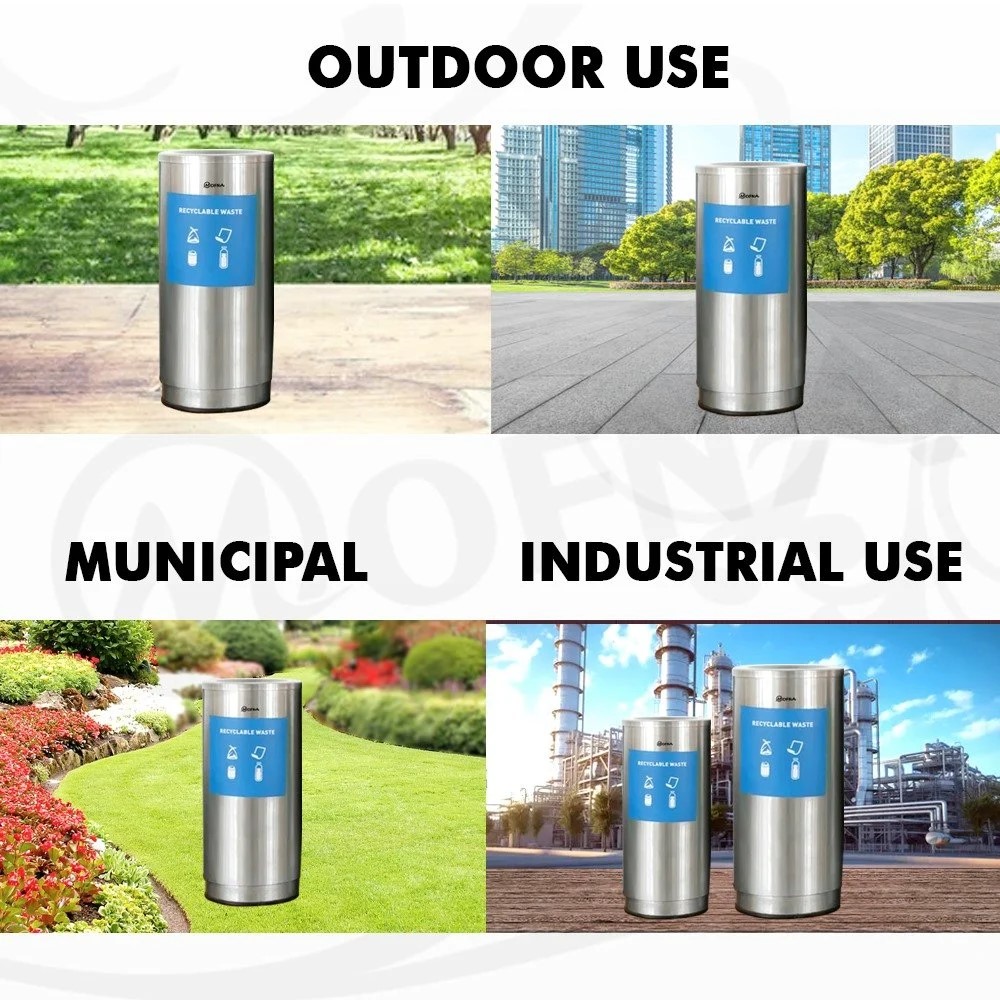 Mofna Stainless Steel Airport Dustbin 60 Liter
