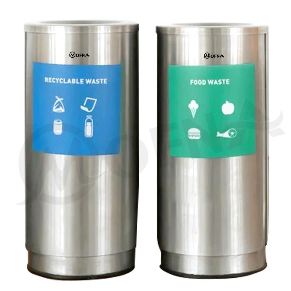 Mofna Stainless Steel Airport Dustbin With Lid 50 Liter