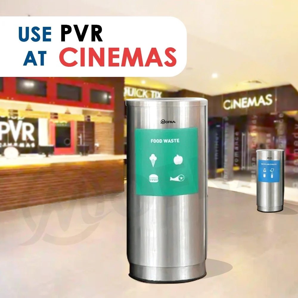 Mofna Stainless Steel Airport Dustbin With Lid 50 Liter