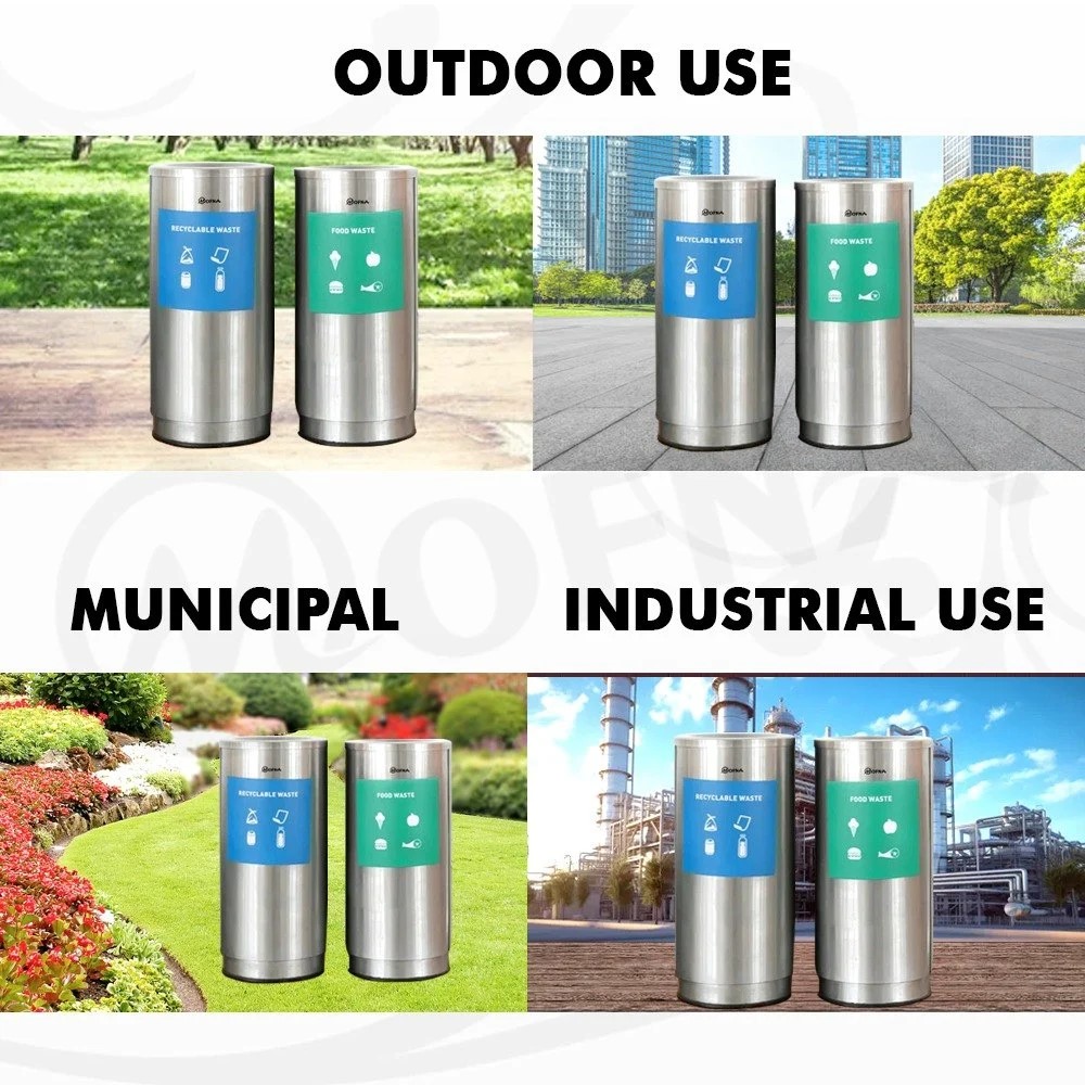 Mofna Stainless Steel Airport Dustbin With Lid 50 Liter