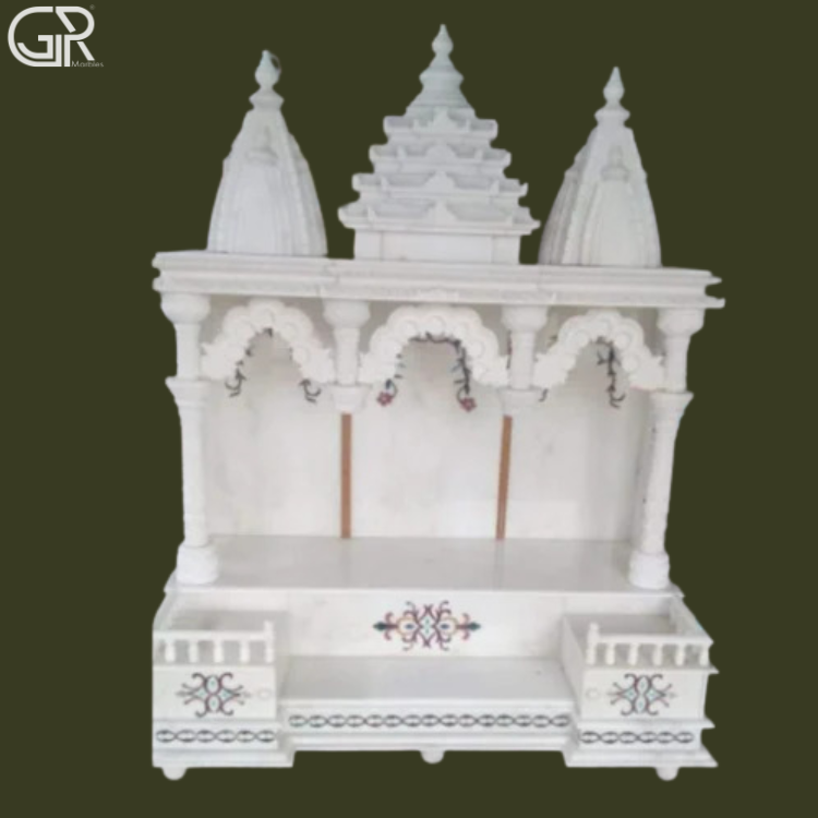 Carved Makrana Marble Indoor Mandir, (Ht-5ft)