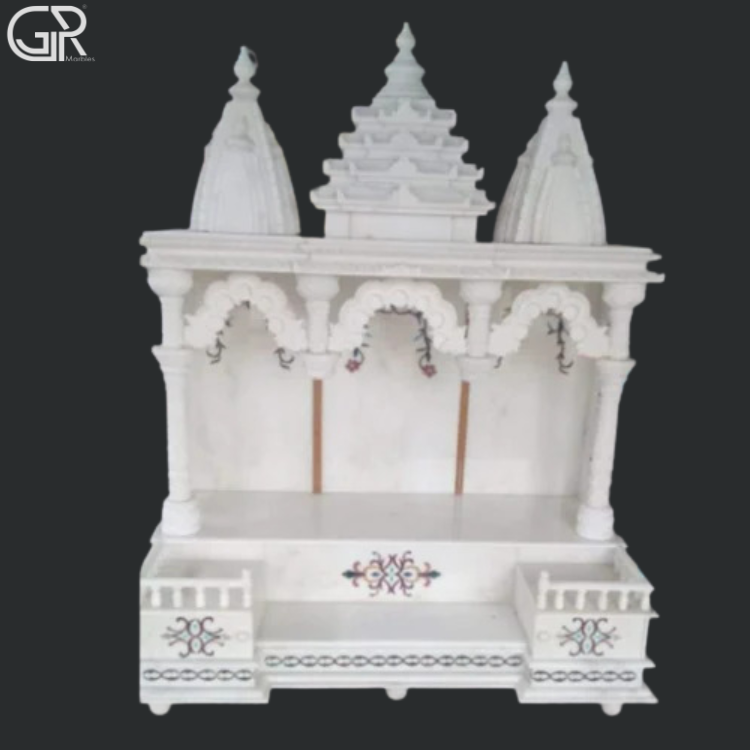 Carved Makrana Marble Indoor Mandir, (Ht-5ft)