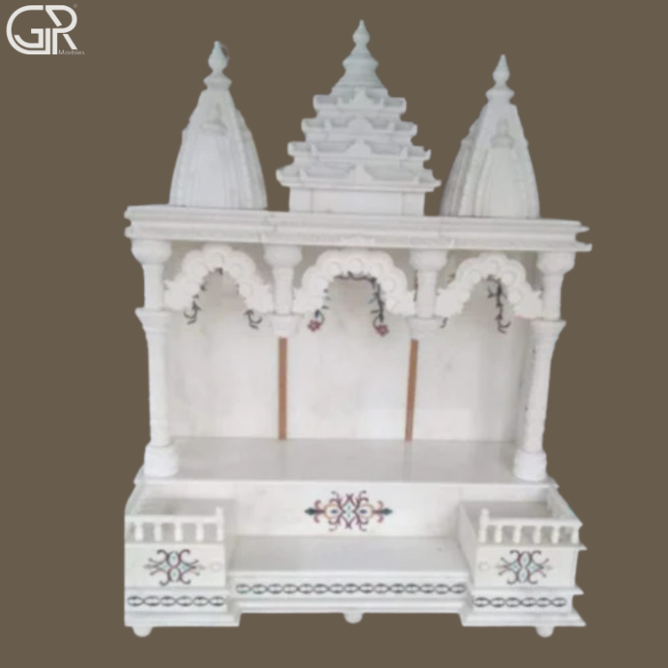 Carved Makrana Marble Indoor Mandir, (Ht-5ft)
