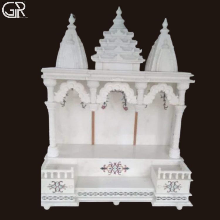 Carved Makrana Marble Indoor Mandir, (Ht-5ft)