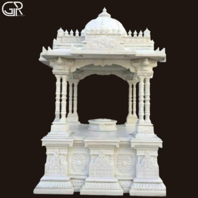 Makrana marble beautiful carved temple, (Ht-8ft)