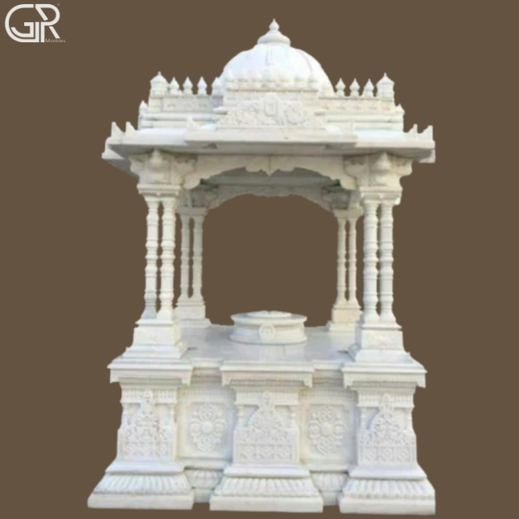Makrana marble beautiful carved temple, (Ht-8ft)
