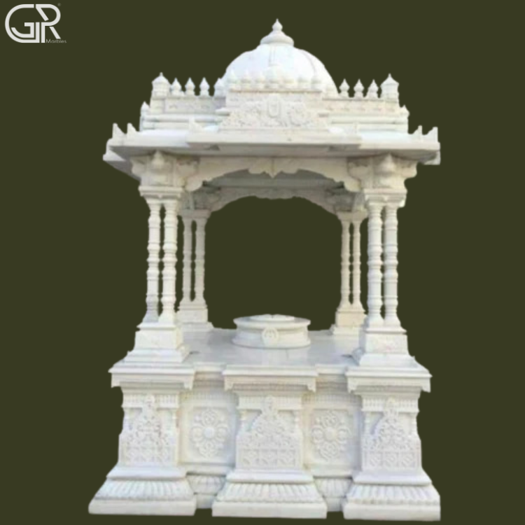 Makrana marble beautiful carved temple, (Ht-8ft)