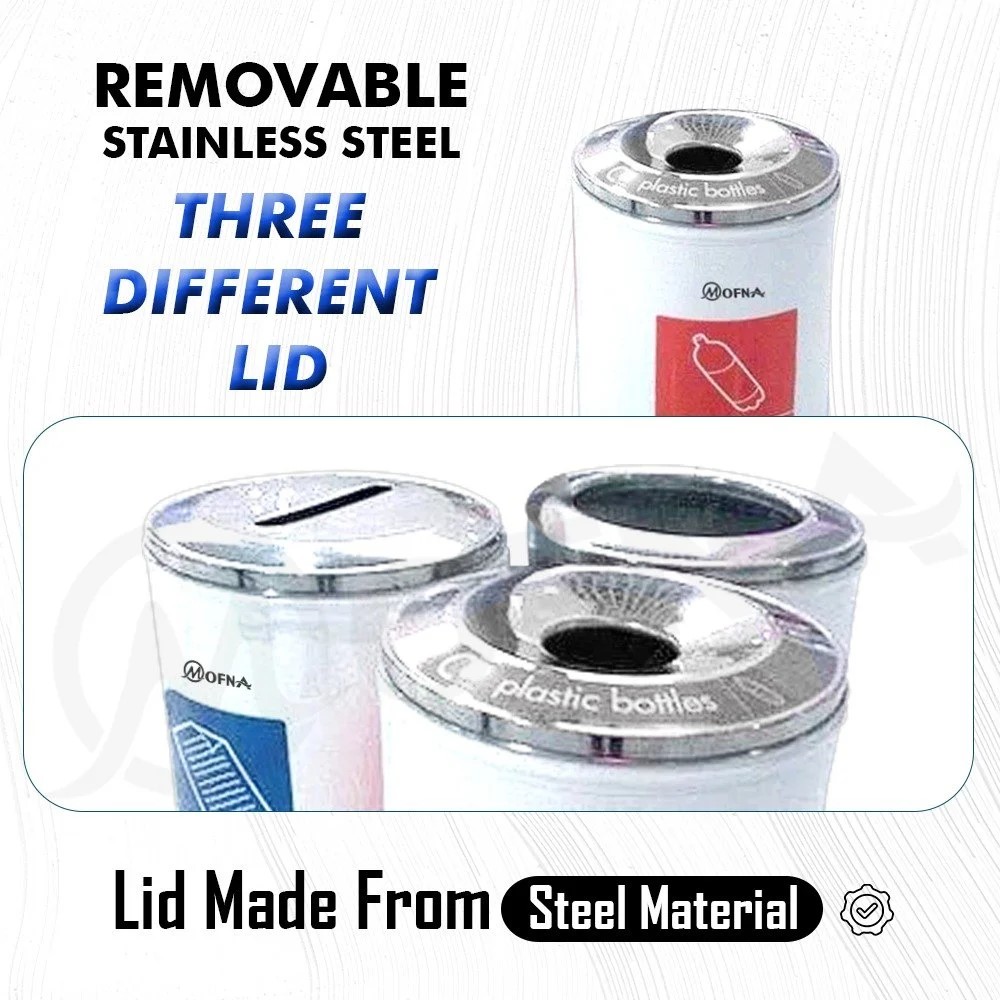 Mofna Stainless Steel Airport Dustbin 40 Liter