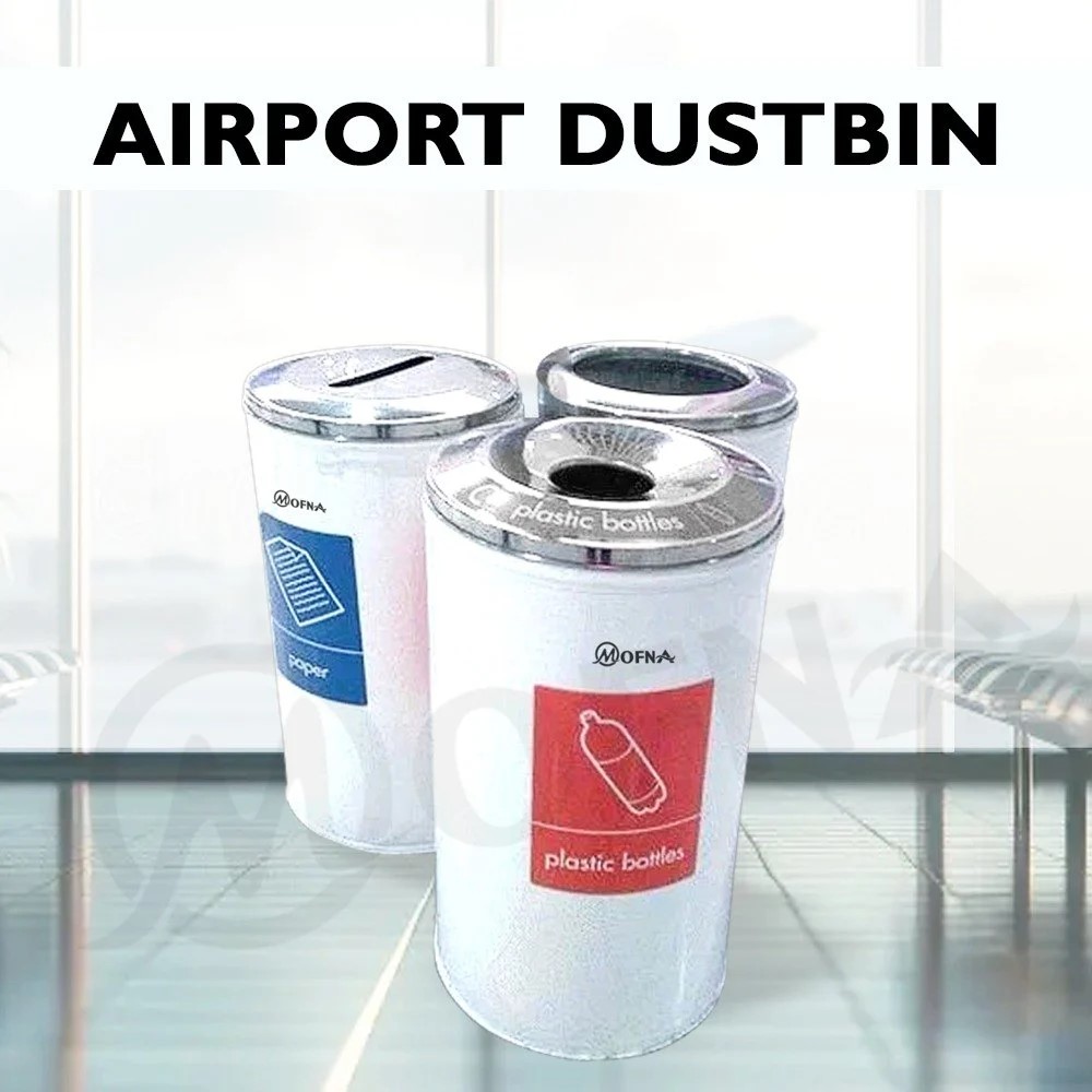 Mofna Stainless Steel Airport Dustbin 40 Liter