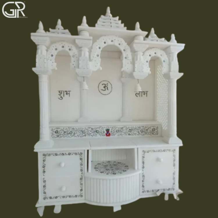 White Marble Pooja Mandir, (Ht-6.5ft)