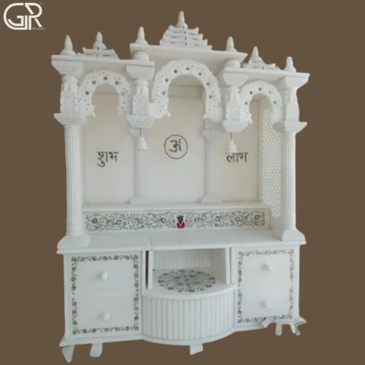 White Marble Pooja Mandir, (Ht-6.5ft)