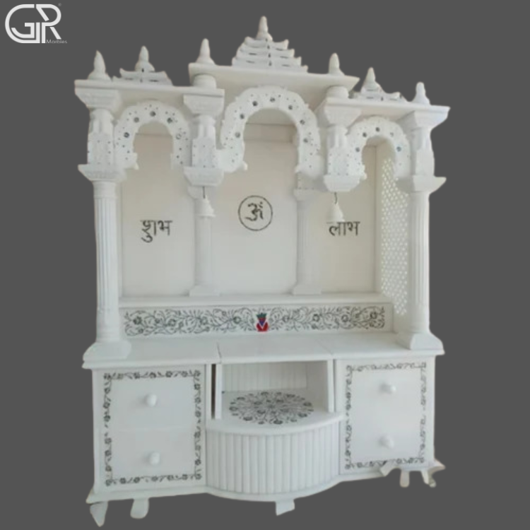White Marble Pooja Mandir, (Ht-6.5ft)