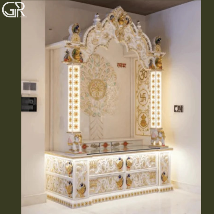 Beautiful Makrana Marble mandir, (Ht-7ft)
