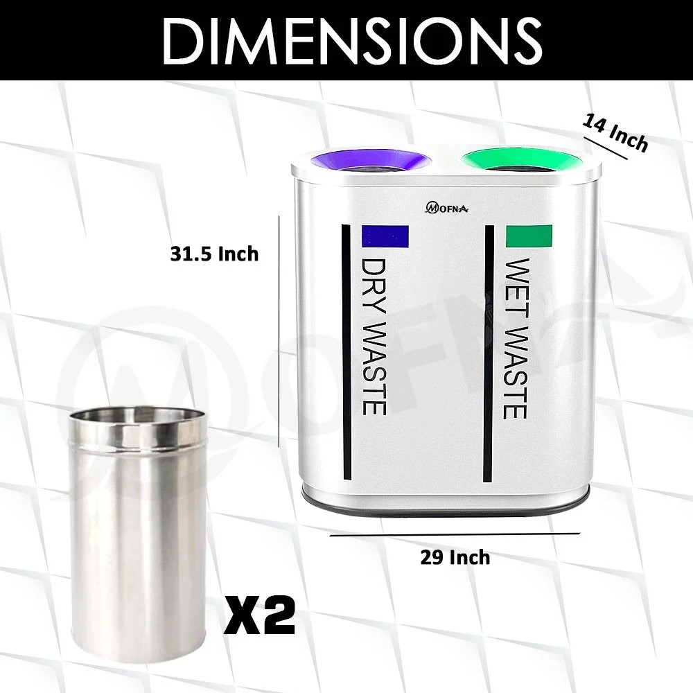 MOfna Stainless Steel Duo Airport / Recycle Dustbin, 120 Liter