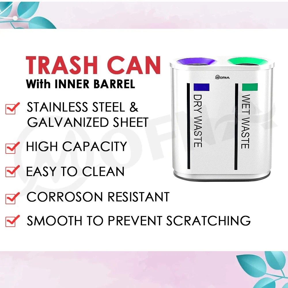 MOfna Stainless Steel Duo Airport / Recycle Dustbin, 120 Liter