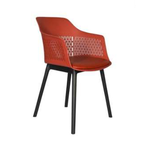 Austria Red Color Chair With Black Leg And Cushion