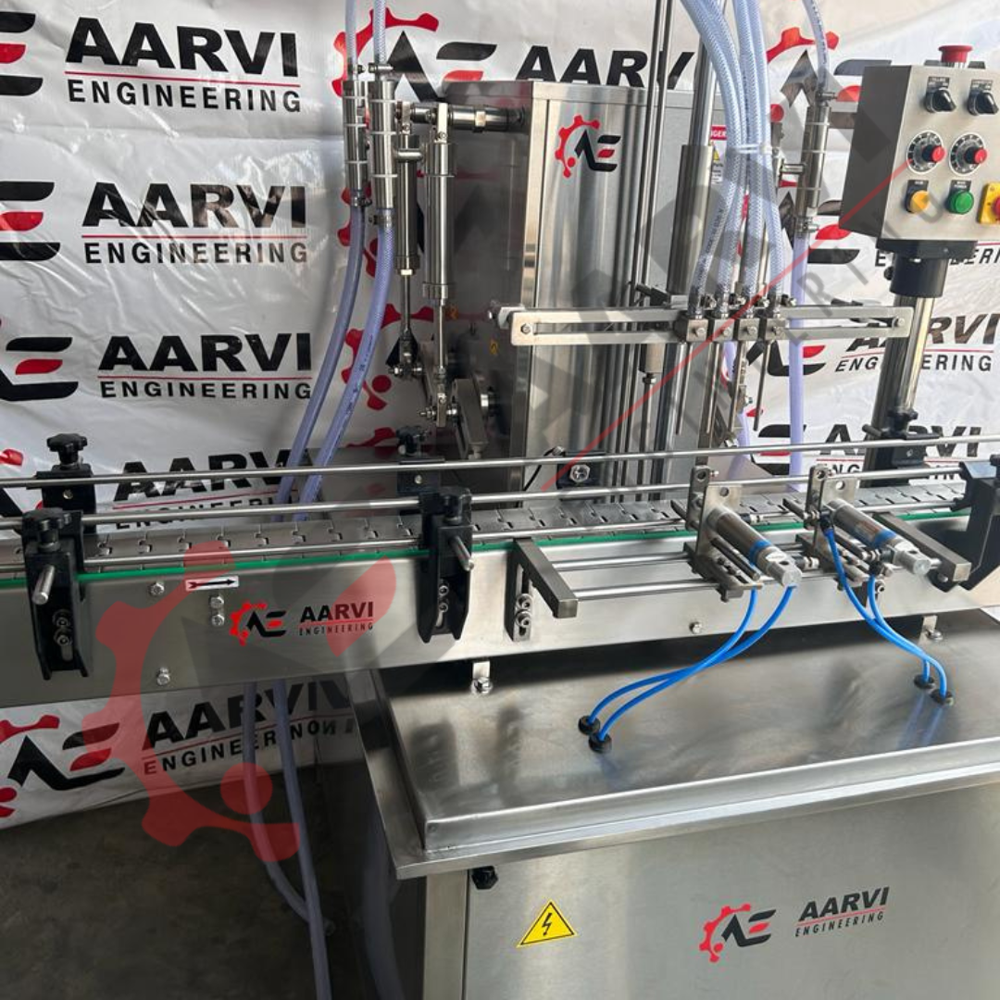 Automatic Volumetric Liquid Filling Machine - Stainless Steel, 2200x900x1500 Mm, Silver | Touchscreen Hmi, 4-8 Filling Heads, Precise 1% Accuracy