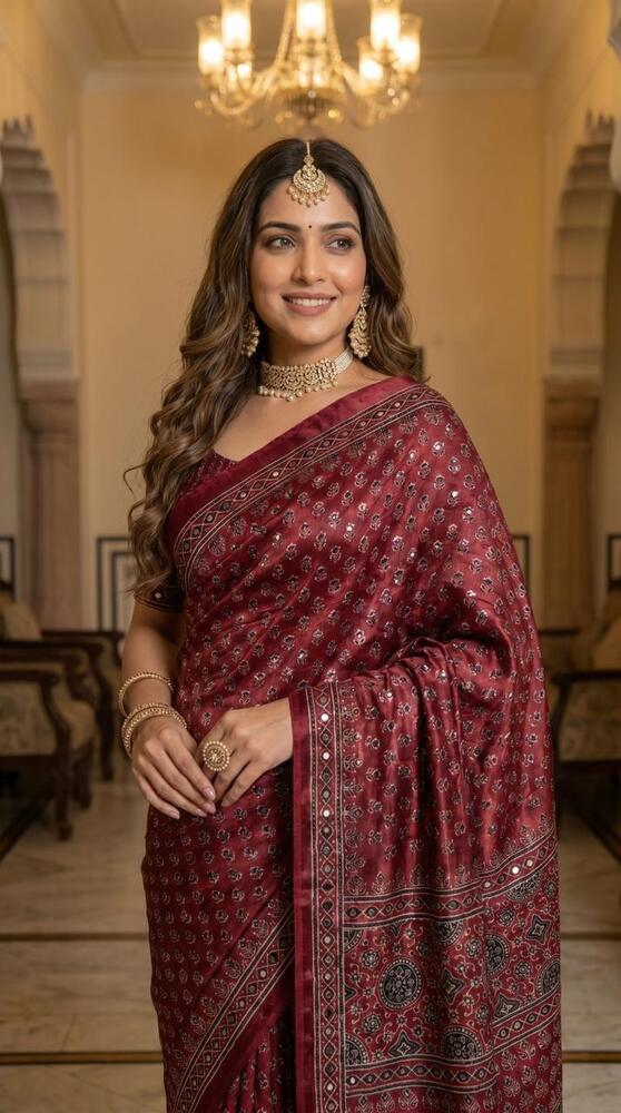 Ajarakh Print Saree