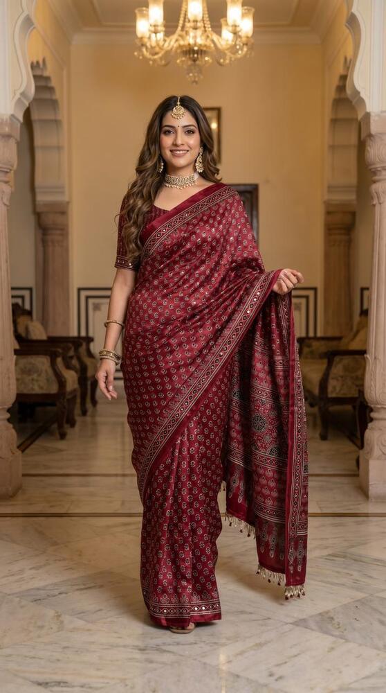 Ajarakh Print Saree