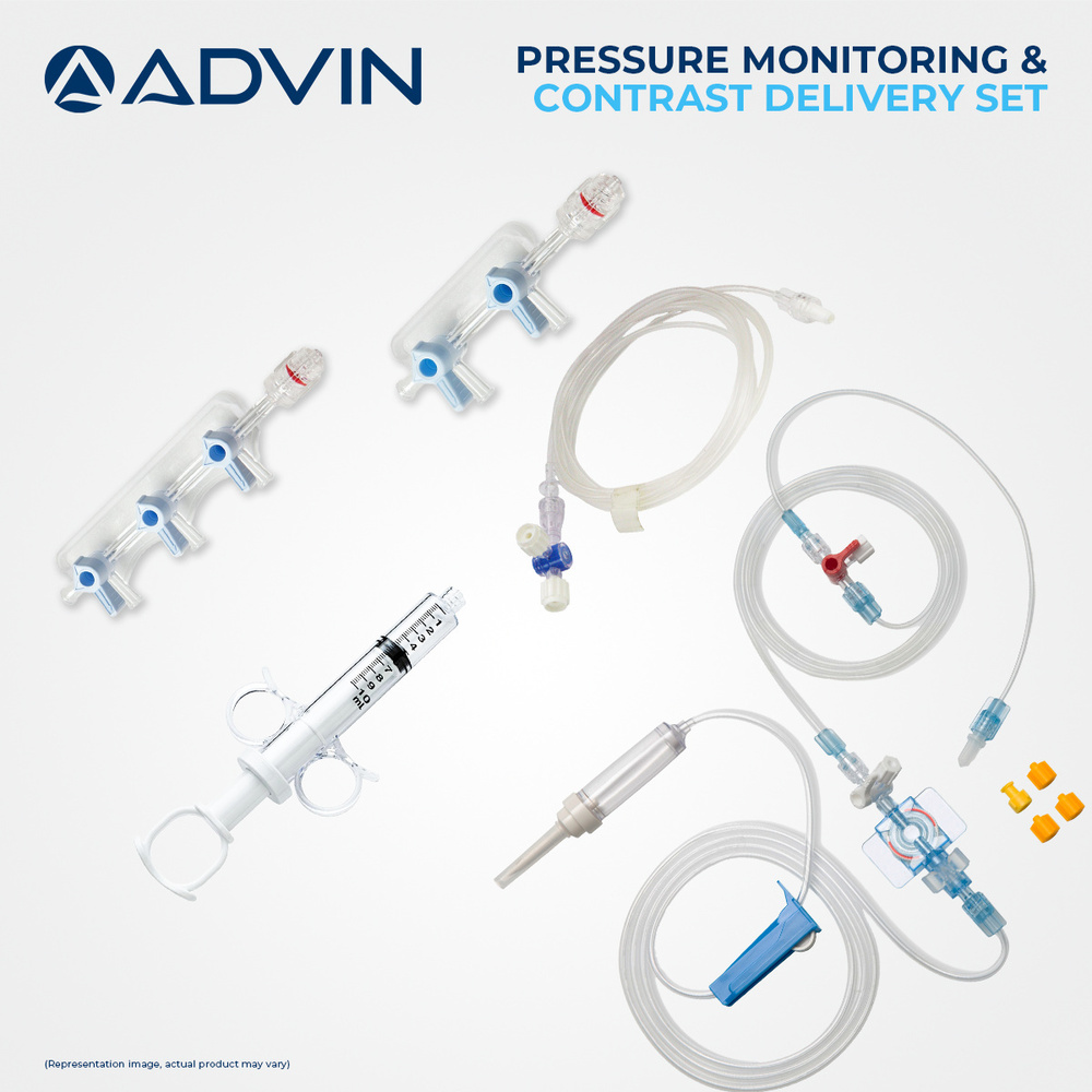 Interventional Contrast Kit - Medical-grade Plastic, Dehp-free Pvc, Transparent With Colored Components | Sterile, Single-use, Leak-proof, Eo Sterilized, Compatible With Standard Interventional Catheters