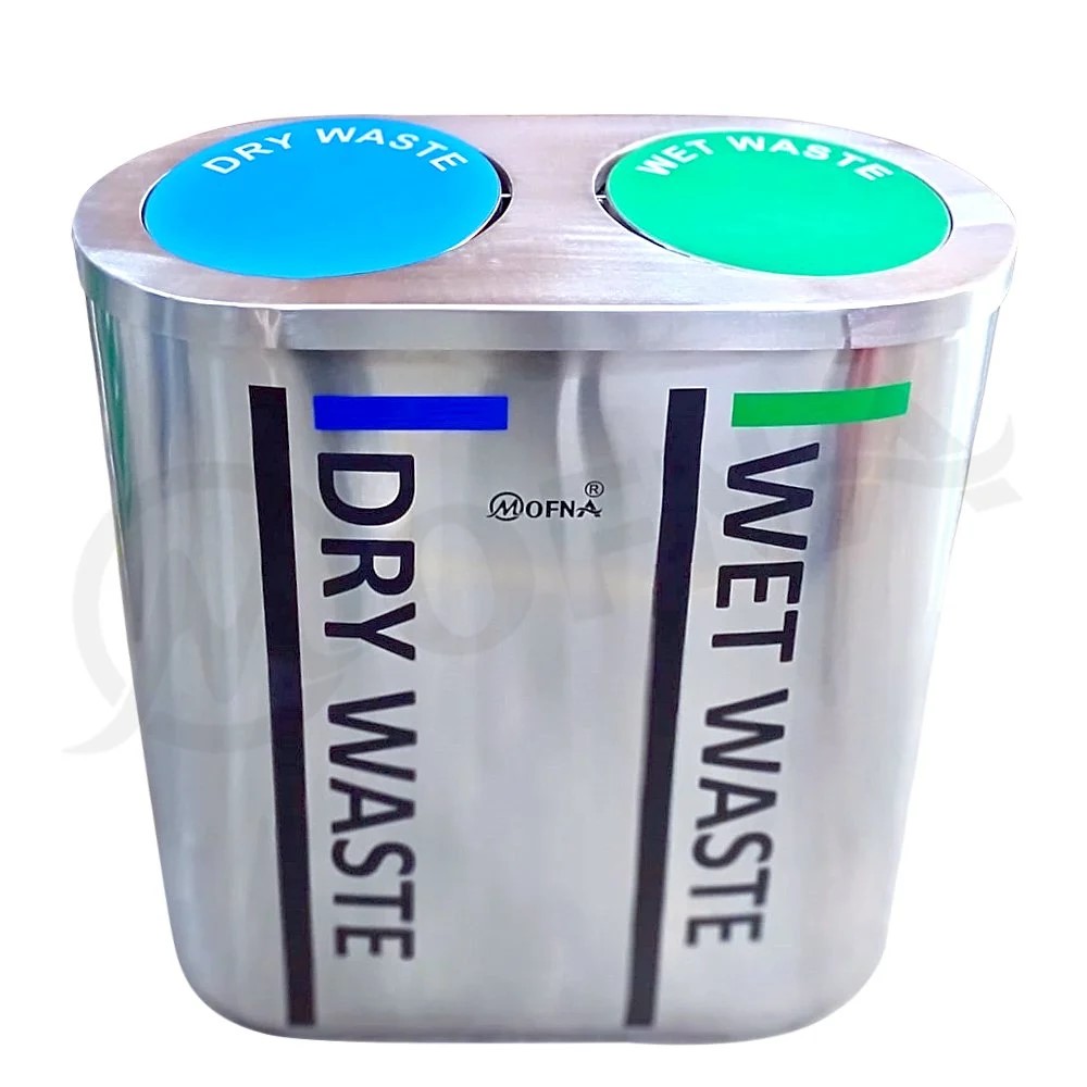 Mofna Stainless Steel Duo Swing Airport Dustbin 120 Liter