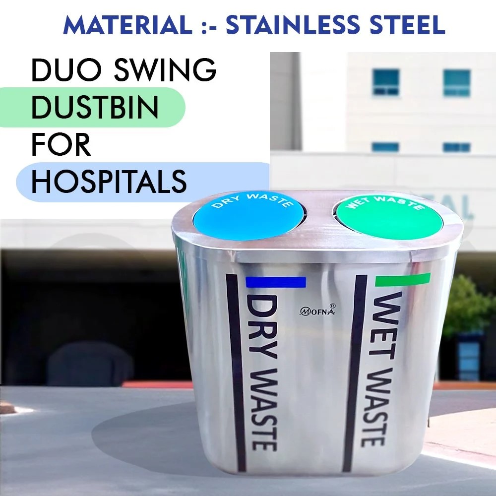 Mofna Stainless Steel Duo Swing Airport Dustbin 120 Liter