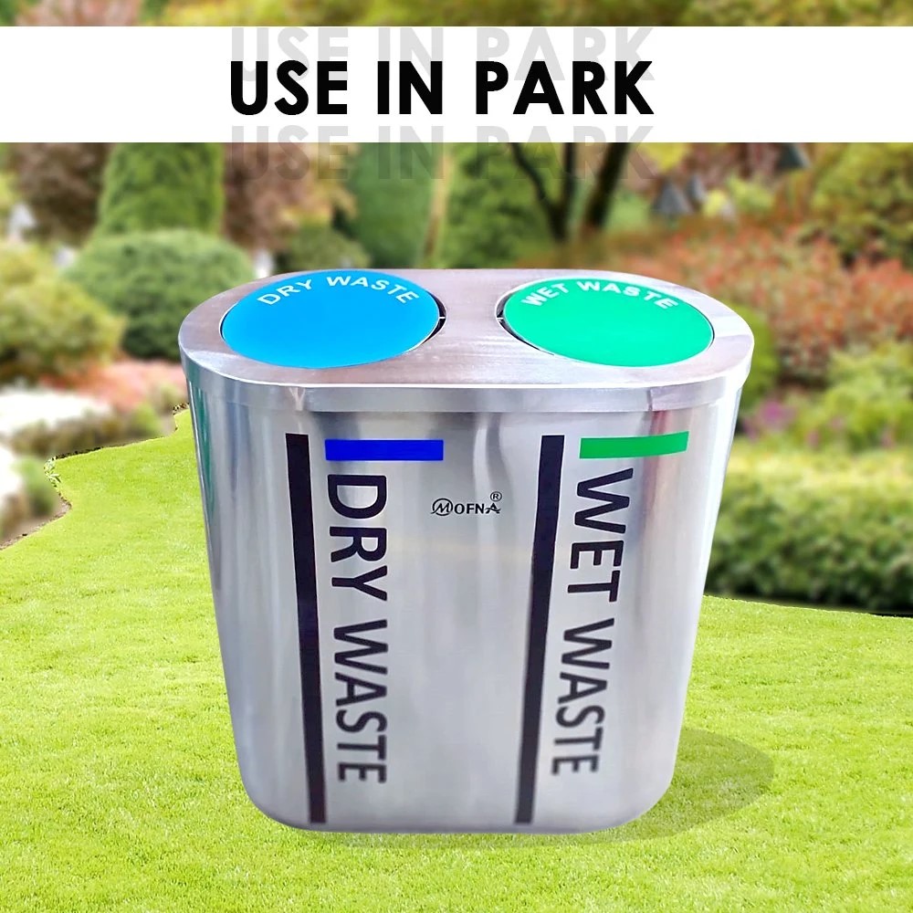 Mofna Stainless Steel Duo Swing Airport Dustbin 120 Liter