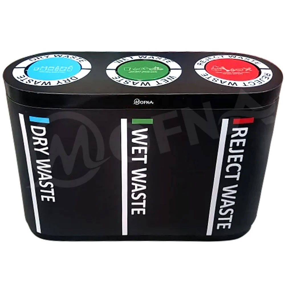 Mofna Stainless Steel Trio Swing Airport Dustbin. 180 Liter