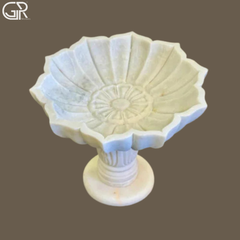 Sleek Design Marble Birdbath